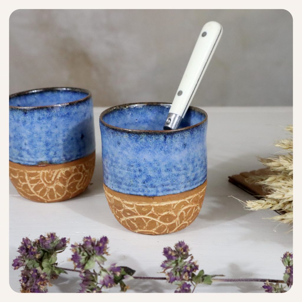 gobelet potier grès bleu