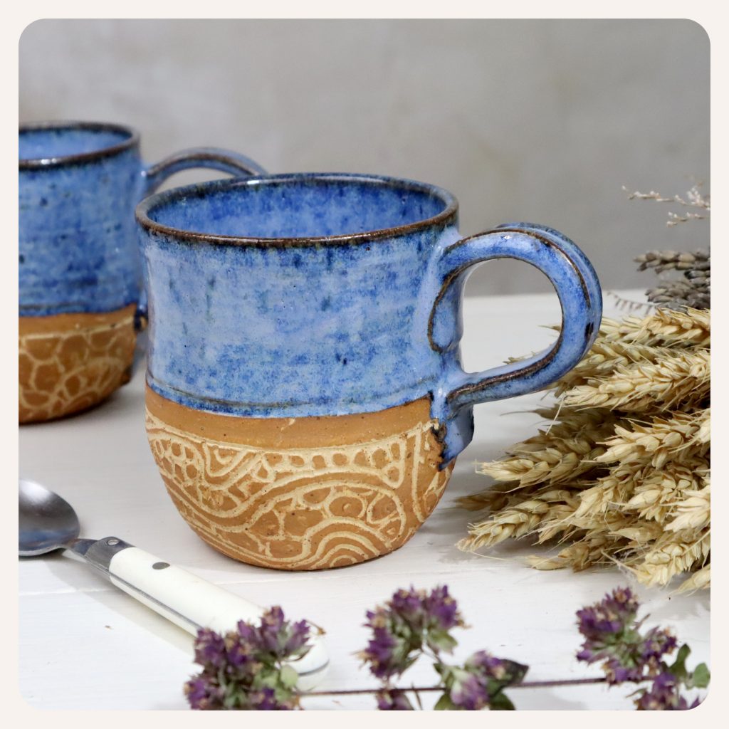 mug artisanal grès bleu