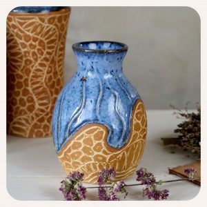vase bleu grès artisanal